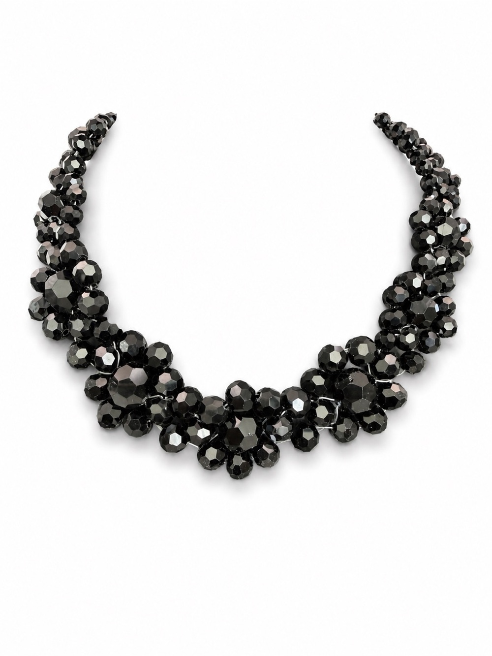 Magnetic Black Flower Statement Necklace